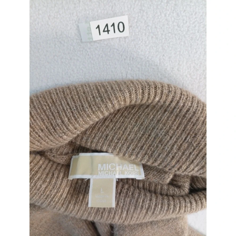 Michael Kors Turtleneck Sweater Wms L Khaki Brown Waffle Knit